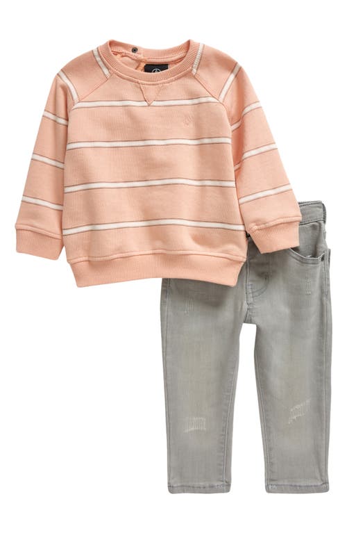 Volcom Graphic French Terry Sweatshirt & Jeans Set in Salmon 