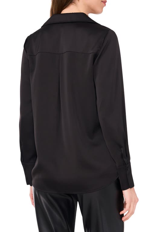 Shop Halogenr Halogen(r) Long Sleeve Satin Button-up Shirt In Rich Black