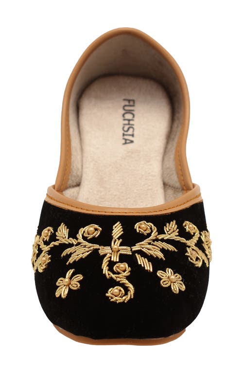 Fuchsia Marina Embroidered Jutti Flat In Black