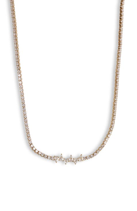 Trillion CZ Center Tennis Necklace