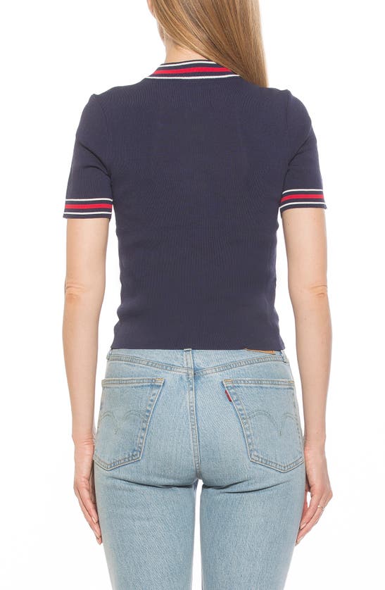 Alexia Admor Phoebe Short Sleeve Turtle Neck Sweater In Navy