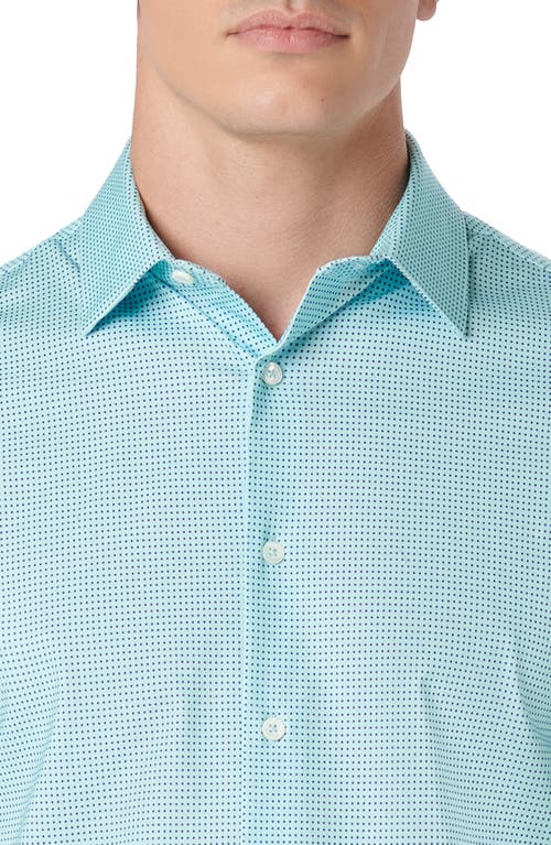 Shop Bugatchi Miles Ooohcotton® Pin Dot Short Sleeve Button-up Shirt In Mint