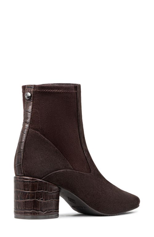 Donald Pliner Block Heel Leather Bootie In Dark Brown