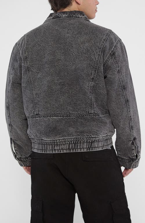 Guess Originals Acid Wash Zip-up Denim Jacket In Black