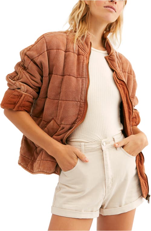 Free People We the Free Dolman Sleeve Quilted Jacket in Terracotta