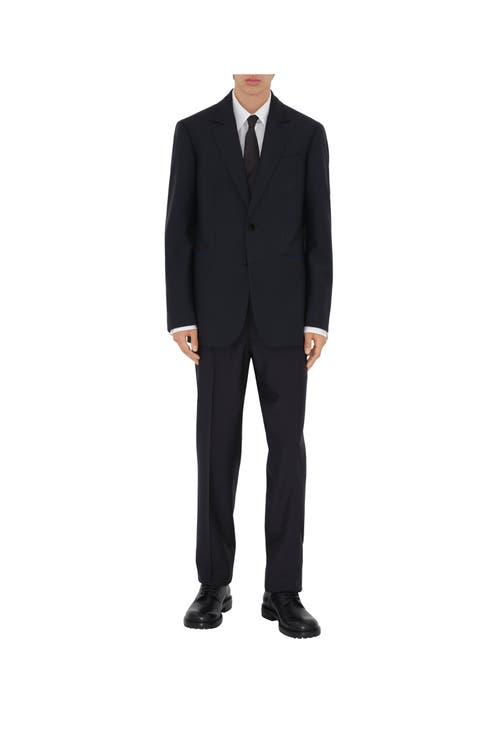 Burberry Tailored Jacket Crafted With Dark Navy Wool Twill In Navy
