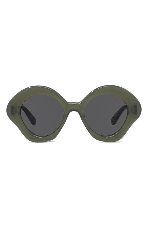 Loewe Curvy 49mm Small Geometric Sunglasses in Shiny Dark Green /Smoke at Nordstrom