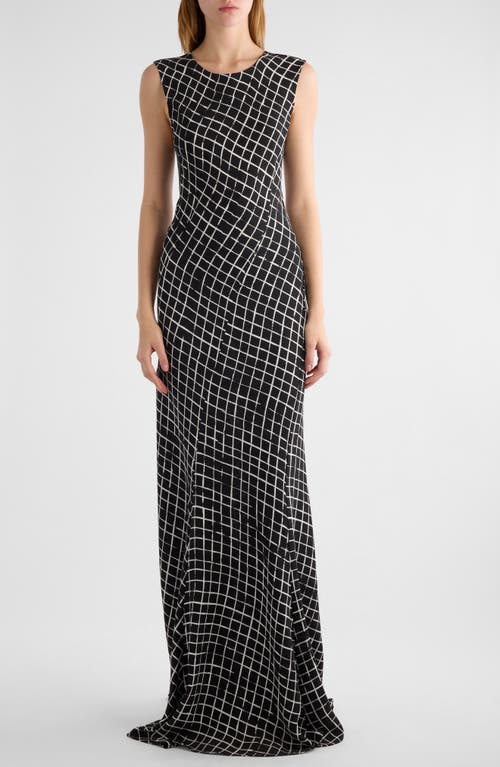 Shop Dries Van Noten Devona Grid Print Gown In Black