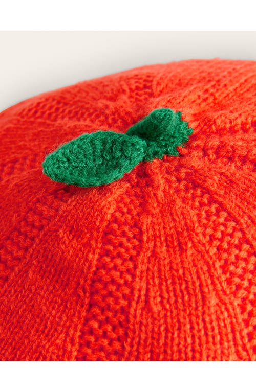 Shop Mini Boden Kids' Pumpkin Knit Beret In Orange Pumpkin