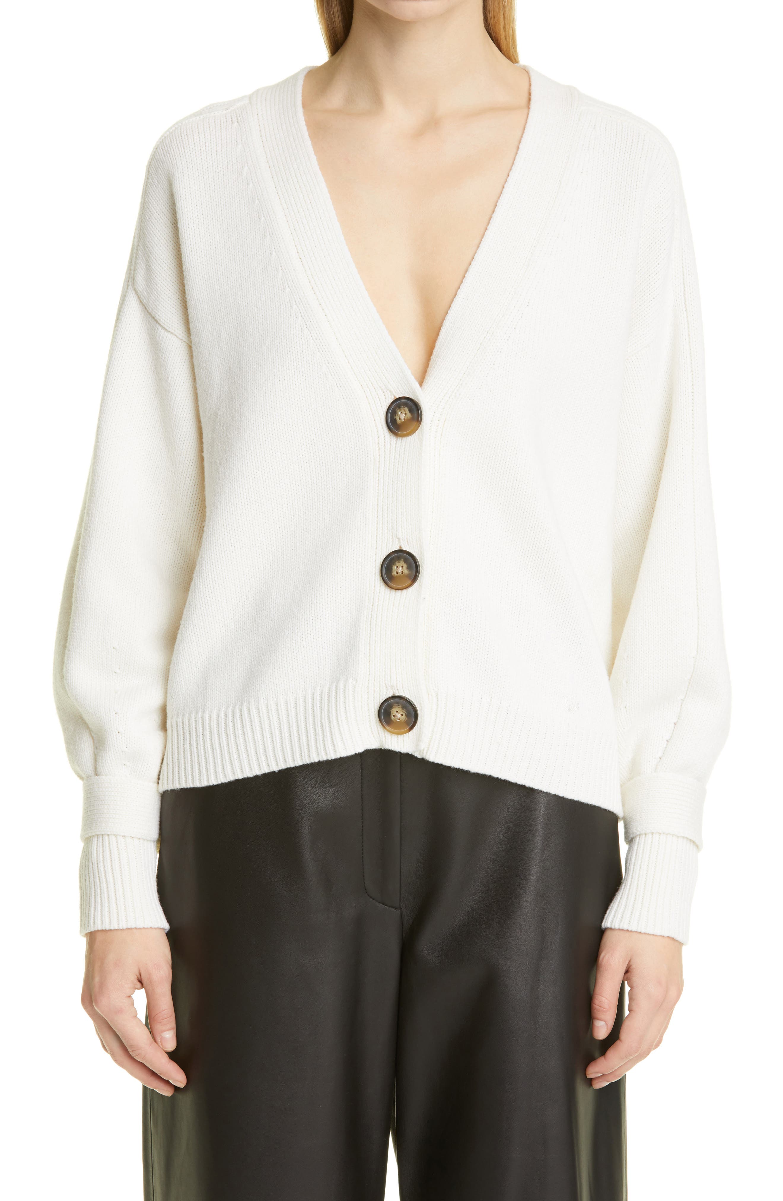 Loulou Studio New Tiberine Wool \u0026 Cashmere Cardigan in Grey Melange