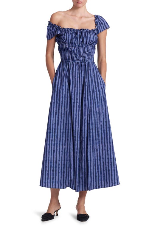 Altuzarra Lily Stripe Off the Shoulder Stretch Cotton Dress in Eventide at Nordstrom, Size 12 Us