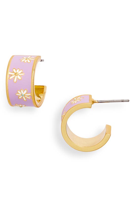 Enamel Daisy Huggie Hoop Earrings