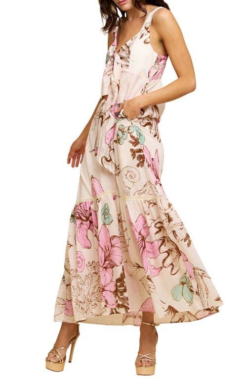 Ciebon Miyui Floral Print Sleeveless Maxi Dress In Light Pink Multi