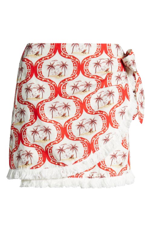 Shop Farm Rio Beach Cover-up Wrap Miniskirt In Summer Beach Off-white