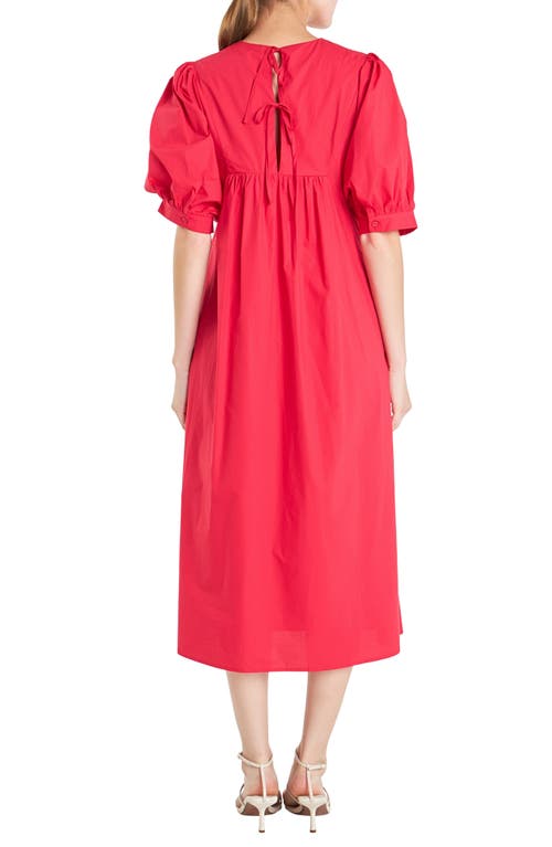 English Factory Puff Sleeve Bow Tie Midi Dress In Red