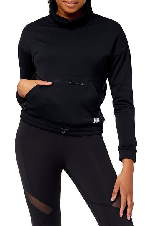 New Balance NB Heat Grid Cowl Neck Pullover in Black