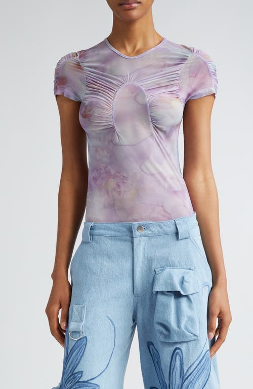 Arc Print Ruched Top in Molten Flowers