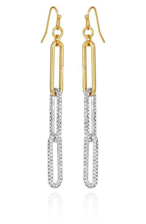 Pavé Crystal Link Linear Drop Earrings