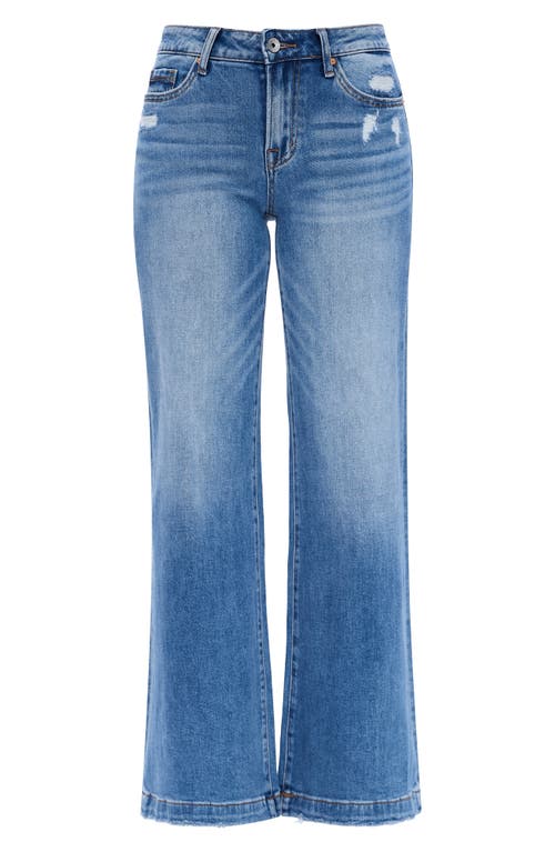 Bayeas High Waist Distressed Wide Leg Jeans In Medium Blue