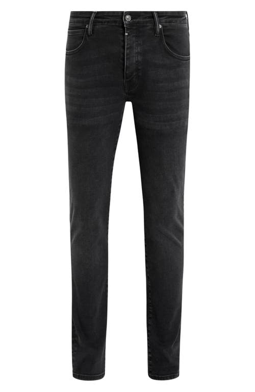 Allsaints Mens Washed Black Sid Skinny-leg Stretch-organic-cotton-blend Jeans