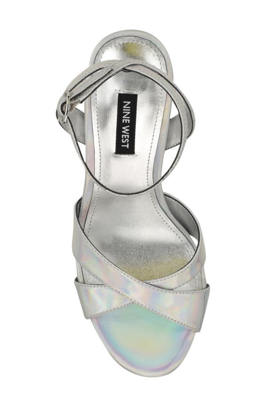 Nine West Women's Jessie Round Toe Tapered Heel Dress Sandals In Silver