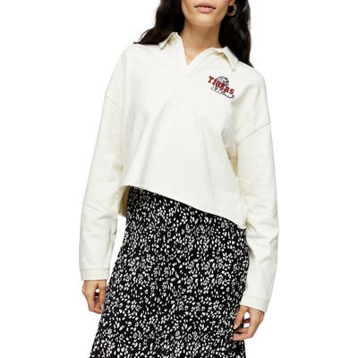 Topshop Tigers Rugby Polo Shirt, US (fits like 6-8) - Ivory