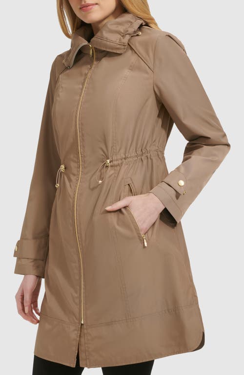 Cole Haan Travel Packable Hooded Rain Jacket In Champagne