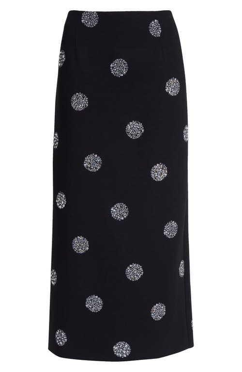 Shop Cinq À Sept Malti Crystal Print Midi Skirt In Black/silver