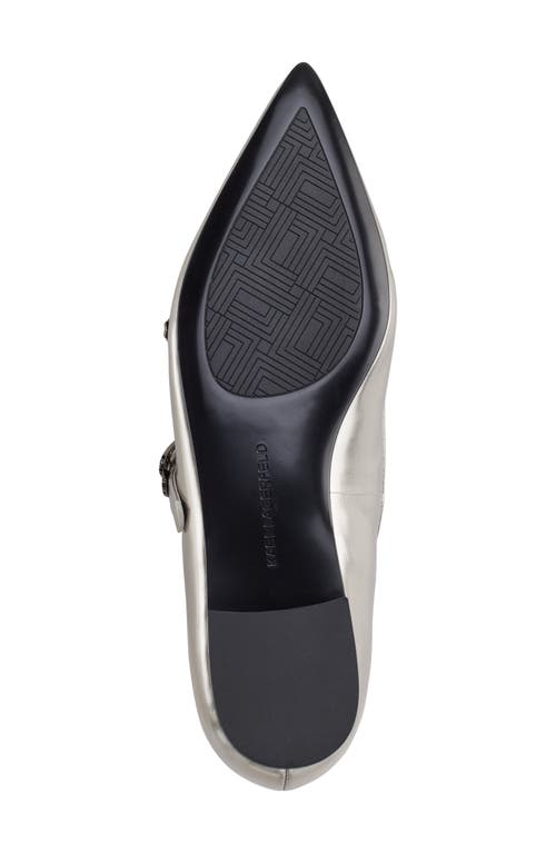 Shop Karl Lagerfeld Paris Veyda Pointed Toe Mary Jane Flat In Pewter