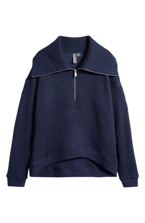 Shop Sweaty Betty Restful Bouclé Half Zip Pullover In Navy