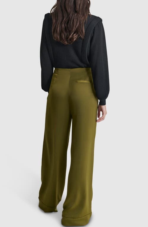 Shop Dkny Wide Leg Pants In Dark Olive