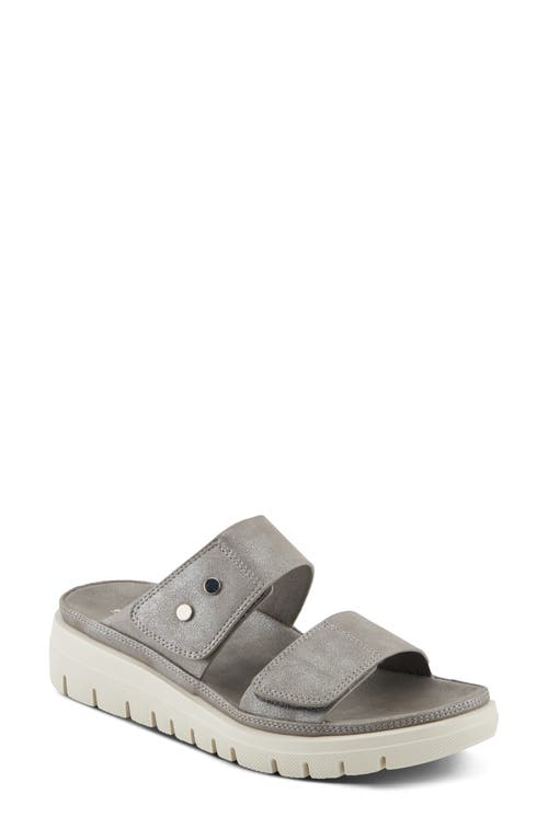 Flexus By Spring Step Buttony Platform Wedge Slide Sandal In Dark Grey