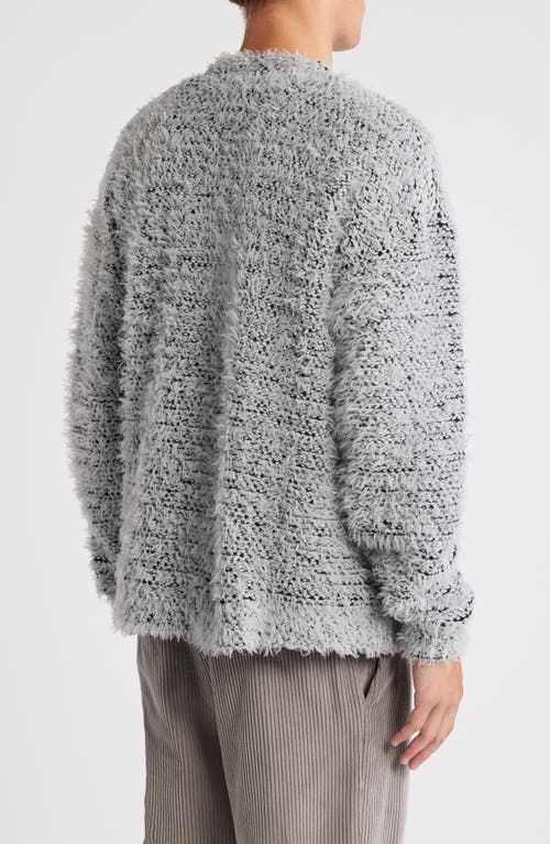 Shop Krost Fuzzy Jacquard Cardigan In Glacier Gray