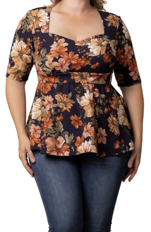 Shop Kiyonna Posh Peplum Top In Autumn Garden