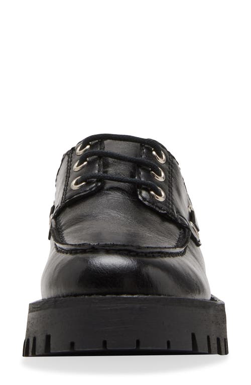 Shop Steve Madden Lavine Boat Shoe In Black Leather