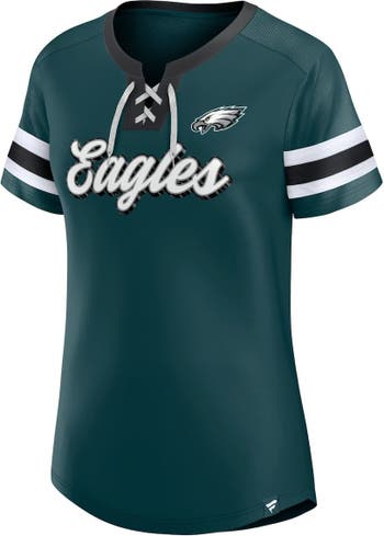 FANATICS Women's Fanatics Branded Midnight Green Philadelphia Eagles  Original State Lace-Up T-Shirt