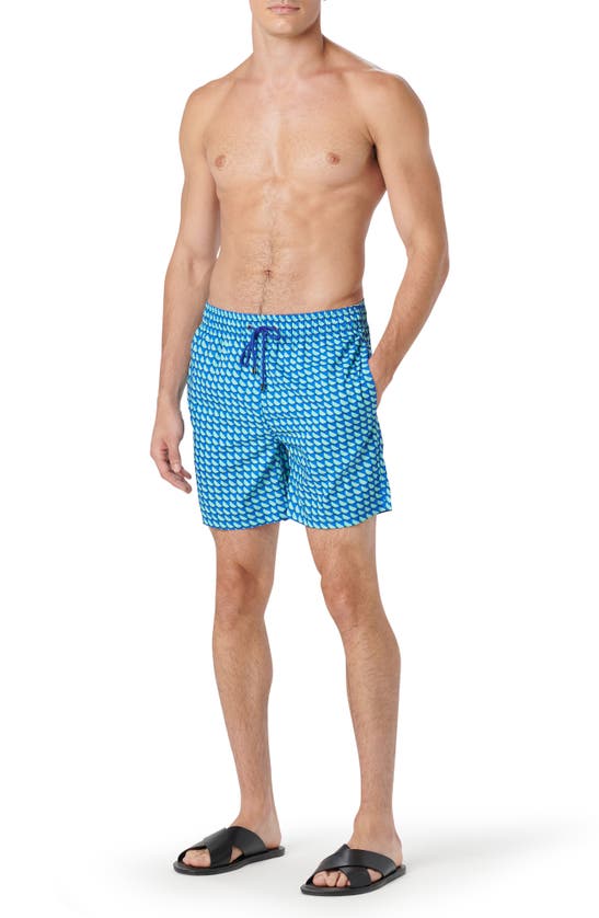 Shop Bugatchi Print Swim Trunks In Menthol