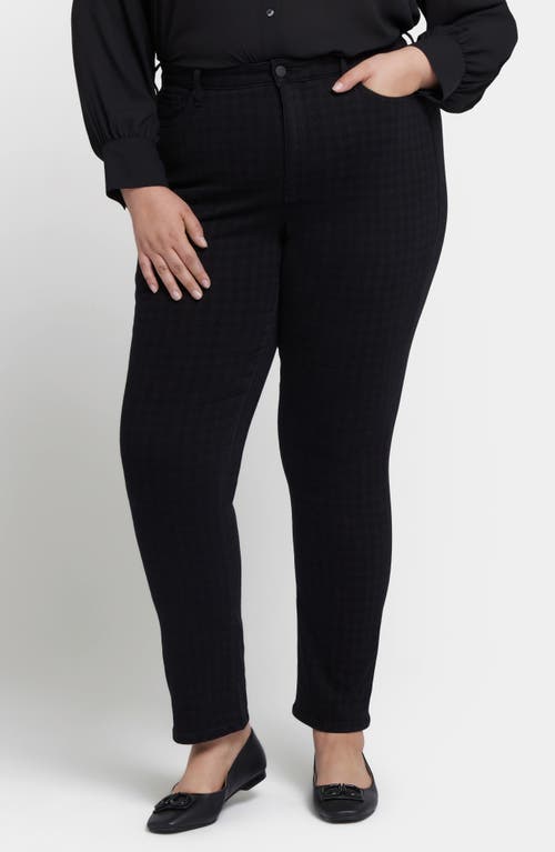 Nydj Plus Sheri Houndstooth Luxe Burnout Slim Jean In Black