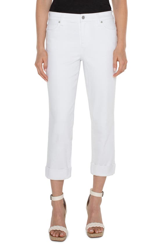 Shop Liverpool Los Angeles Charlie Roll Hem Crop Jeans In Bright White