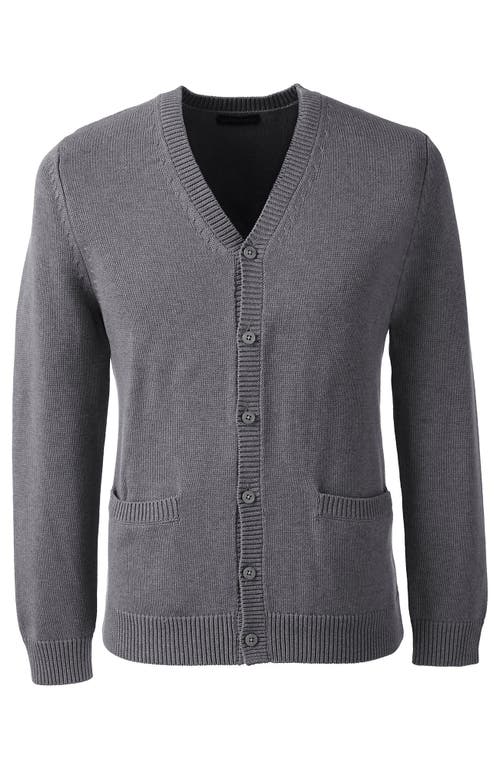 Shop Lands' End School Uniform  Cotton Modal Button Front Cardigan Sweater In Pewter Heather