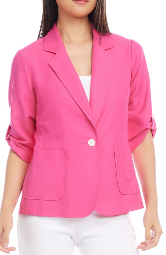 Karen Kane Roll Tab Sleeve Jacket In Pink