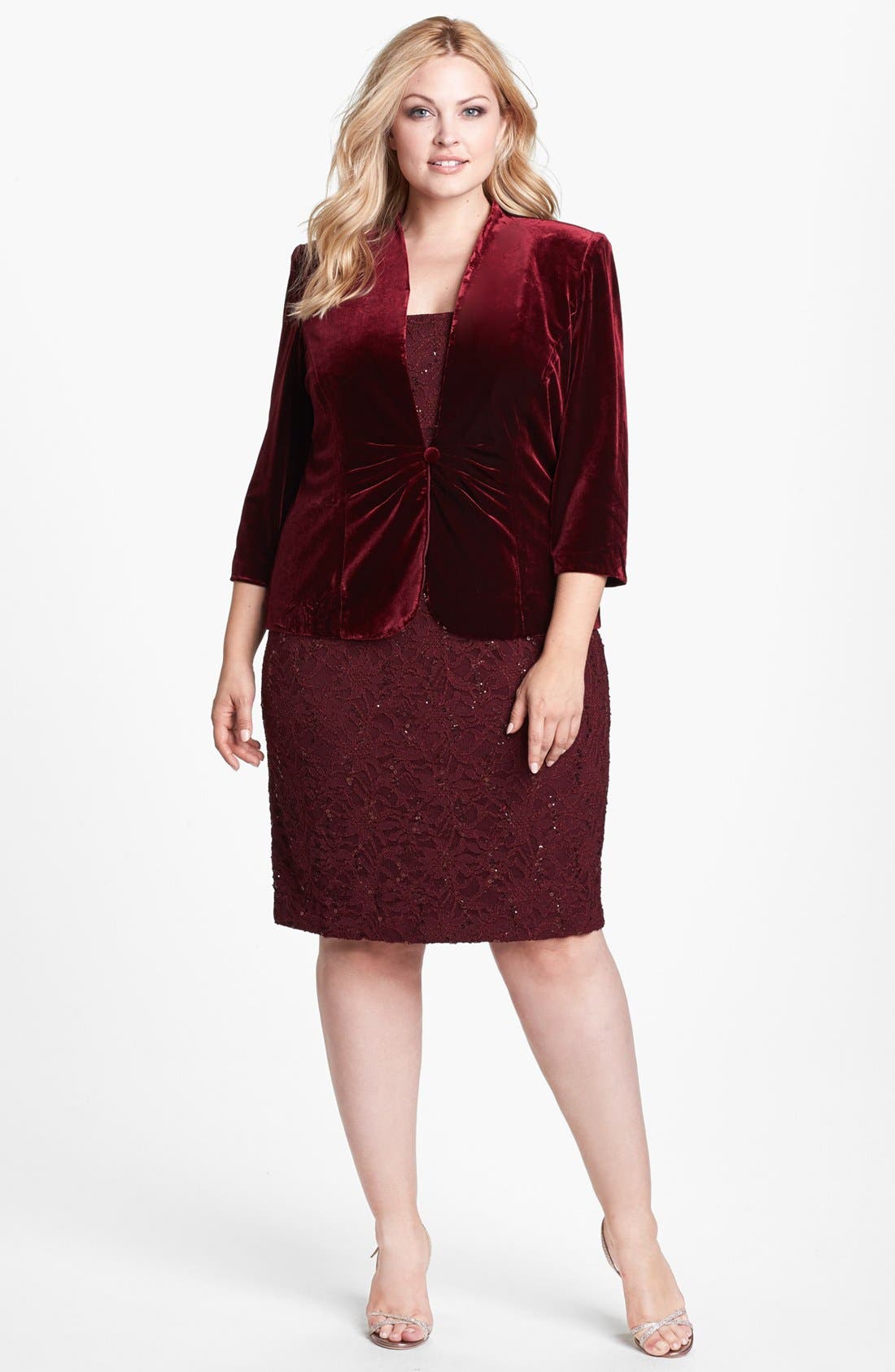 Alex Evenings Lace Dress & Velvet Jacket (Plus Size) Nordstrom