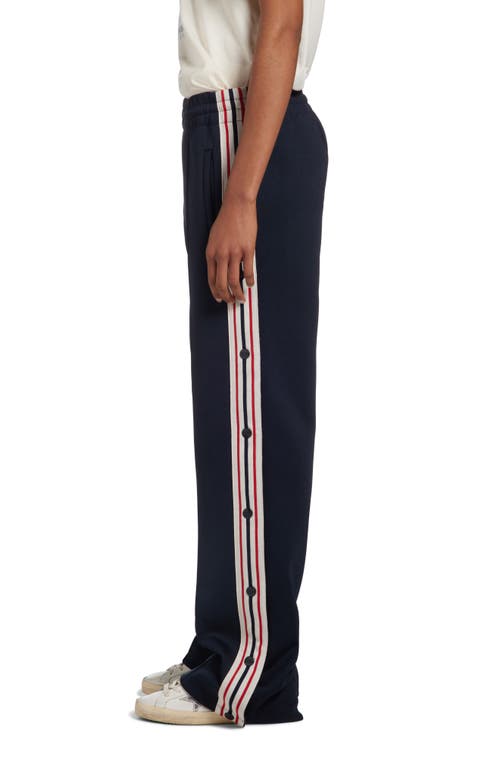 Shop Golden Goose Side Stripe Snap Track Pants In Dark Blue/papyrus