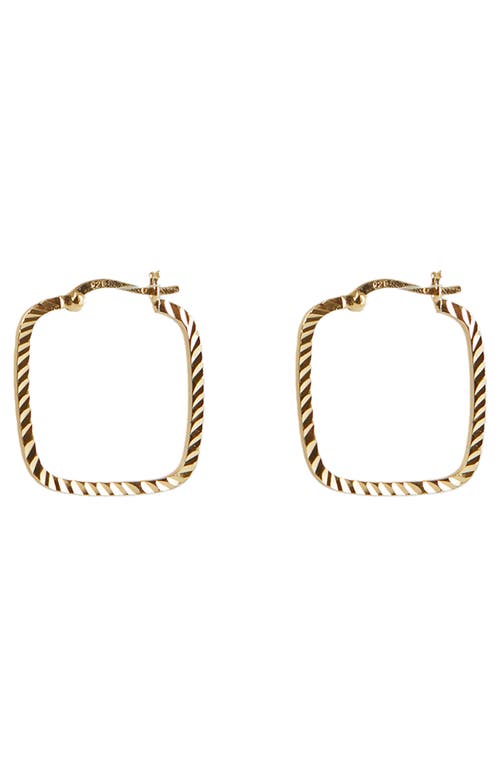 Diamond Cut Square Hoop Earrings in Gold