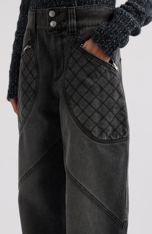 Shop Isabel Marant Catarina Zip Pocket Tapered Leg Cotton Twill Pants In Dark Grey