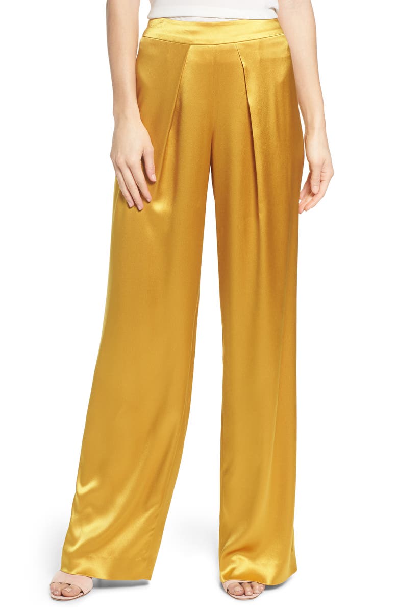 Mestiza Fancy Pleated Front Satin Pants | Nordstrom