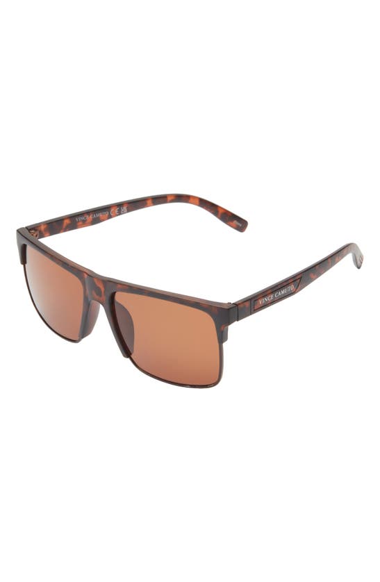 Shop Vince Camuto Square Half Frame Sunglasses In Tortoise