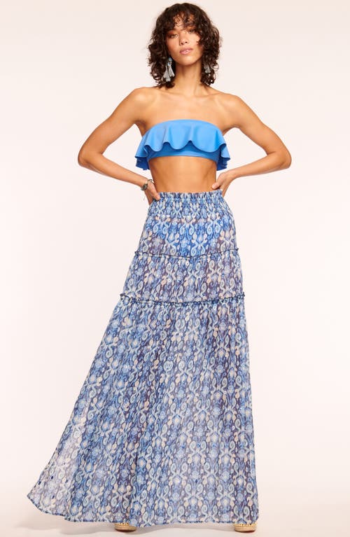 Shop Ramy Brook Mertie Semisheer Cover-up Maxi Skirt In Spring Navy Multi