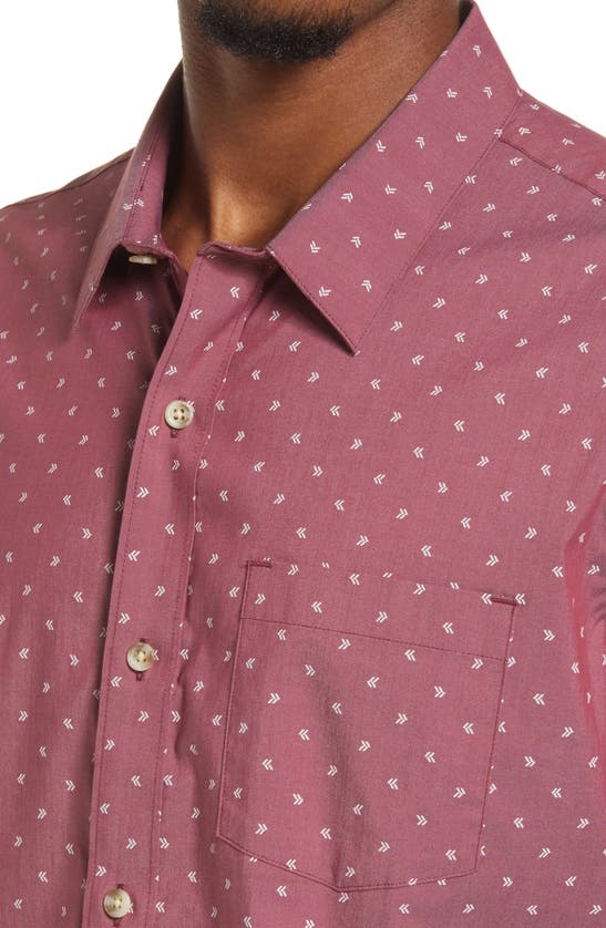 Travismathew Not Your Best Short Sleeve Button-up Shirt In Heather Ruby Wine