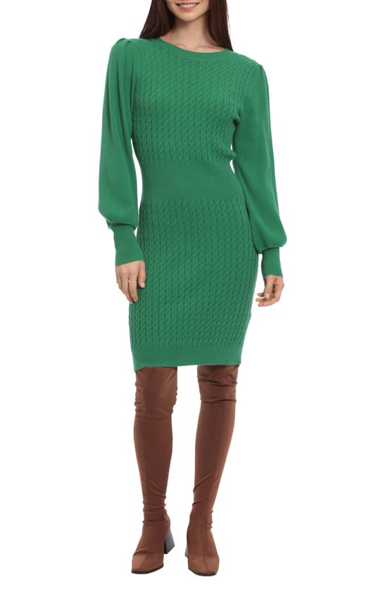 Donna Morgan Cable Knit Sweater Dress In Hunter